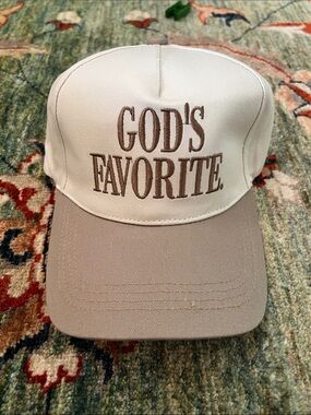 Beige and Cream "GOD'S FAVORITE" Baseball Cap